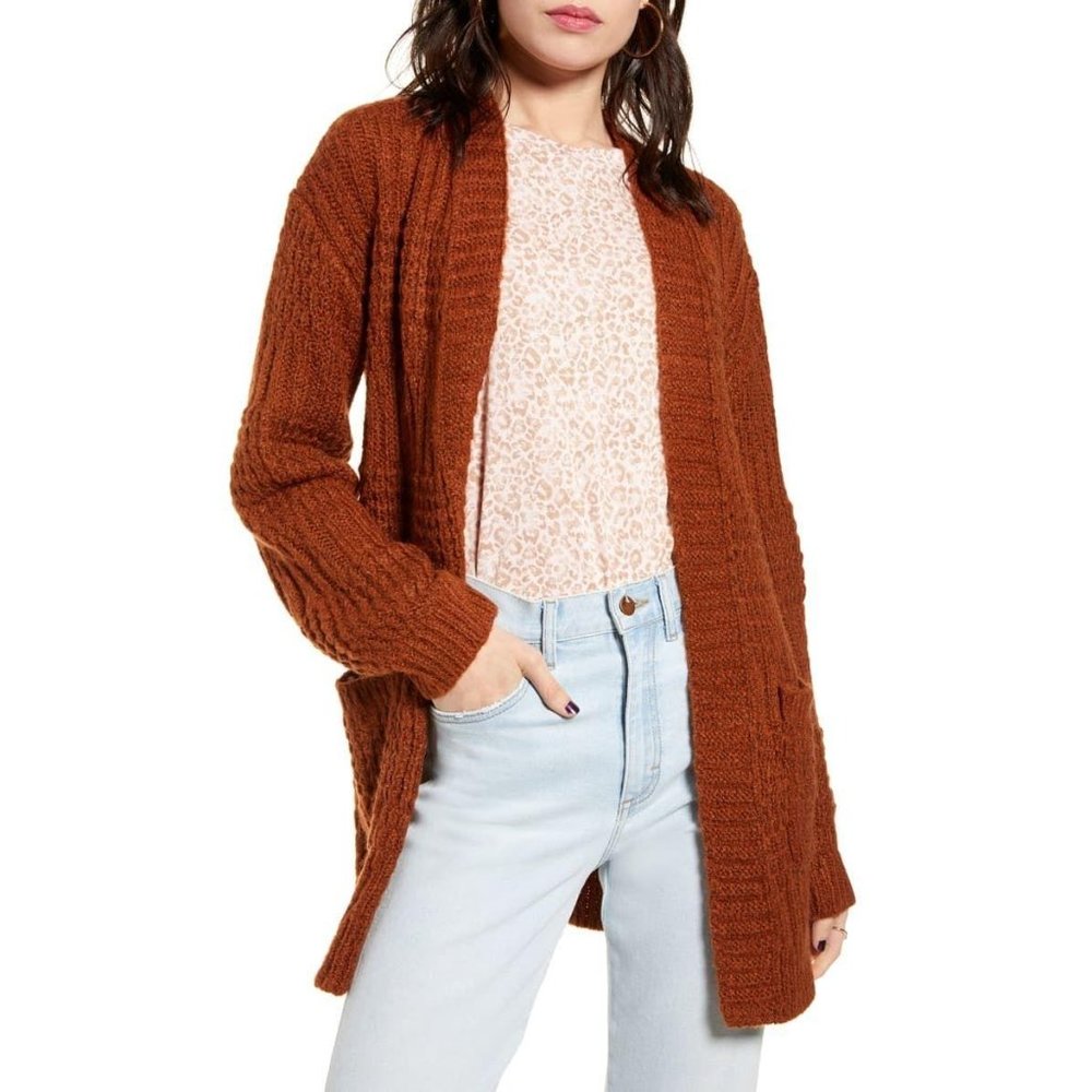 BP Cozy Lodge Cardigan Brown Sz L Front Pockets